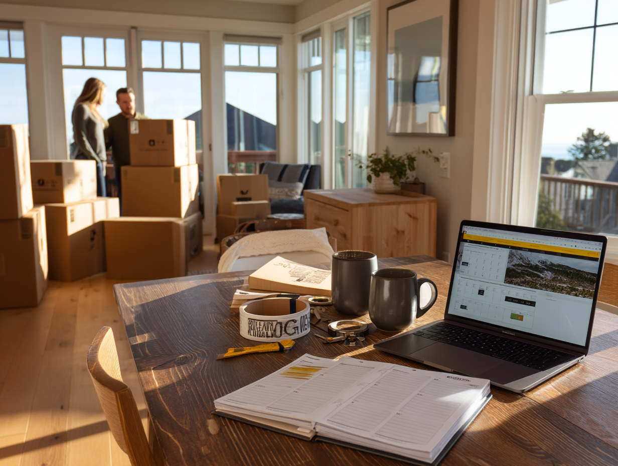 Planning a home move — timeline and milestones on a clean desk